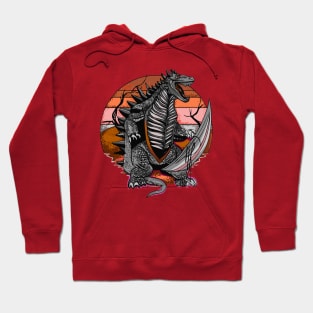 Attacking dinosaur with sun in the background Hoodie